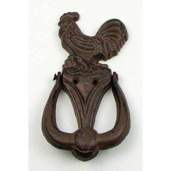 Small Rustic Cast Iron Rooster Doorknocker 7 1/2" tall Farmhouse Décor 0184-0044 - Picture 4 of 12
